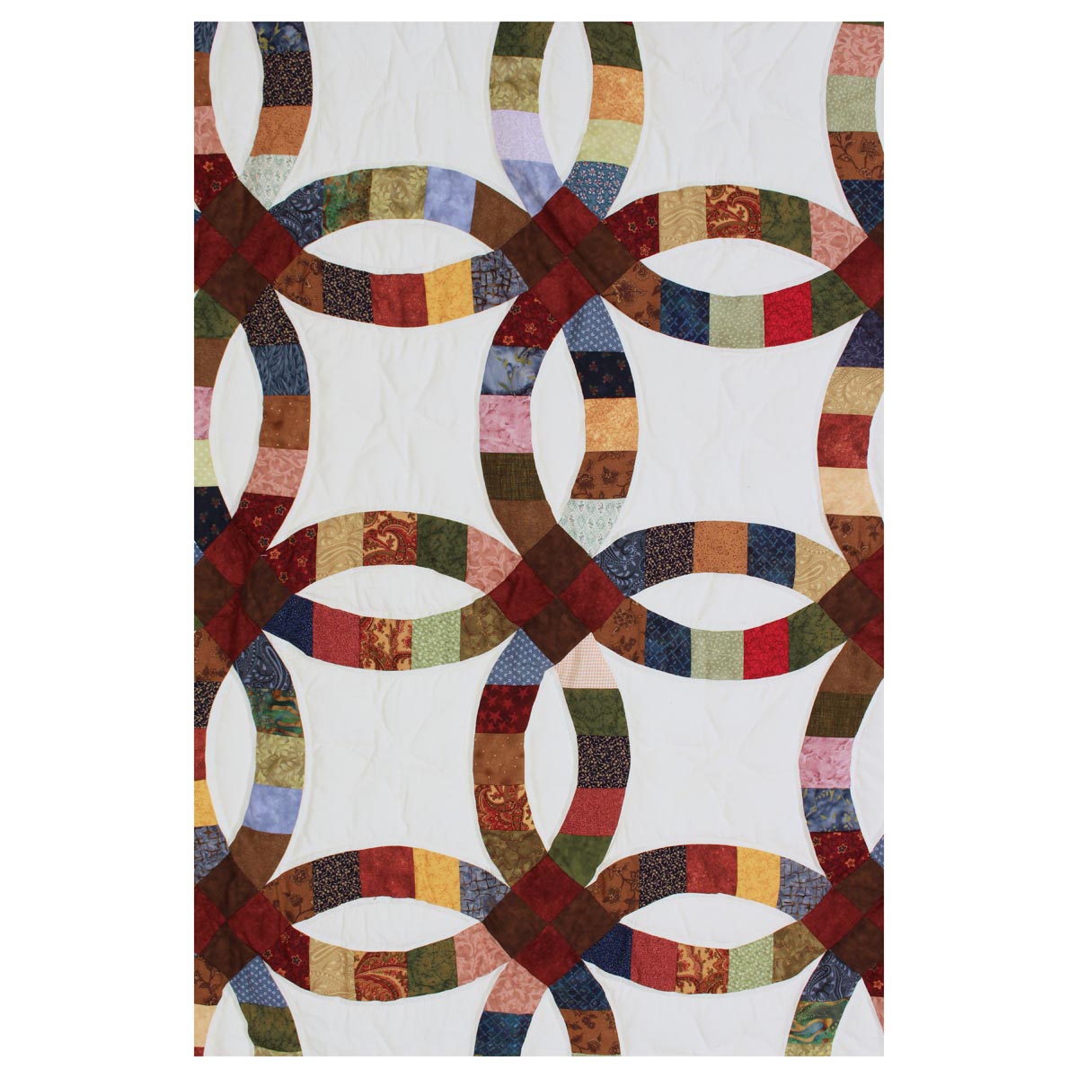Queen Double Wedding Ring Amish Quilt 98x113