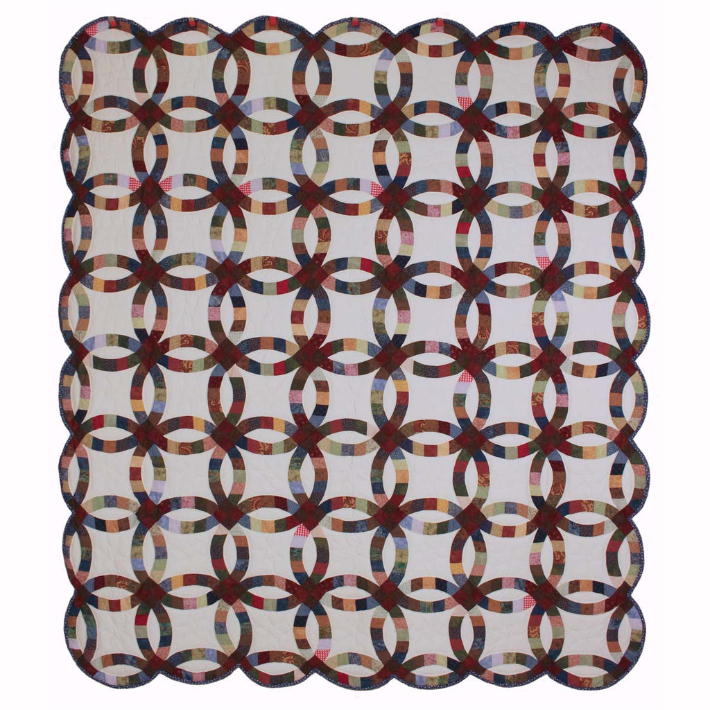 Queen Double Wedding Ring Amish Quilt 98x113