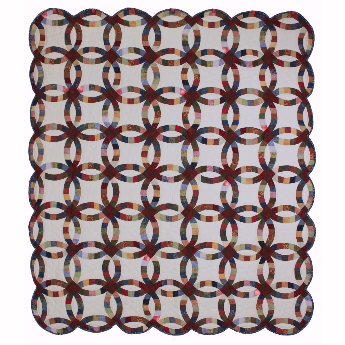 Queen Double Wedding Ring Amish Quilt 98x113