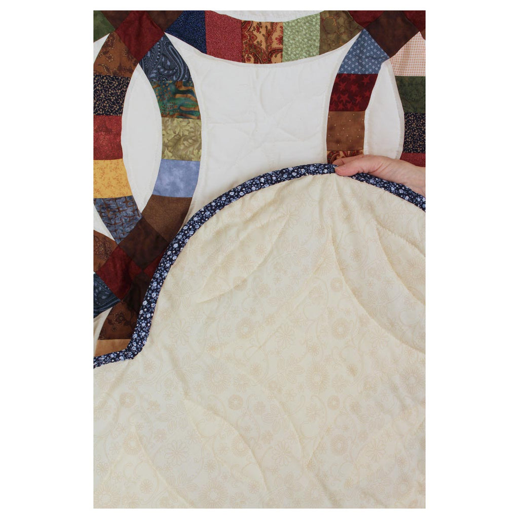 Queen Double Wedding Ring Amish Quilt 98x113