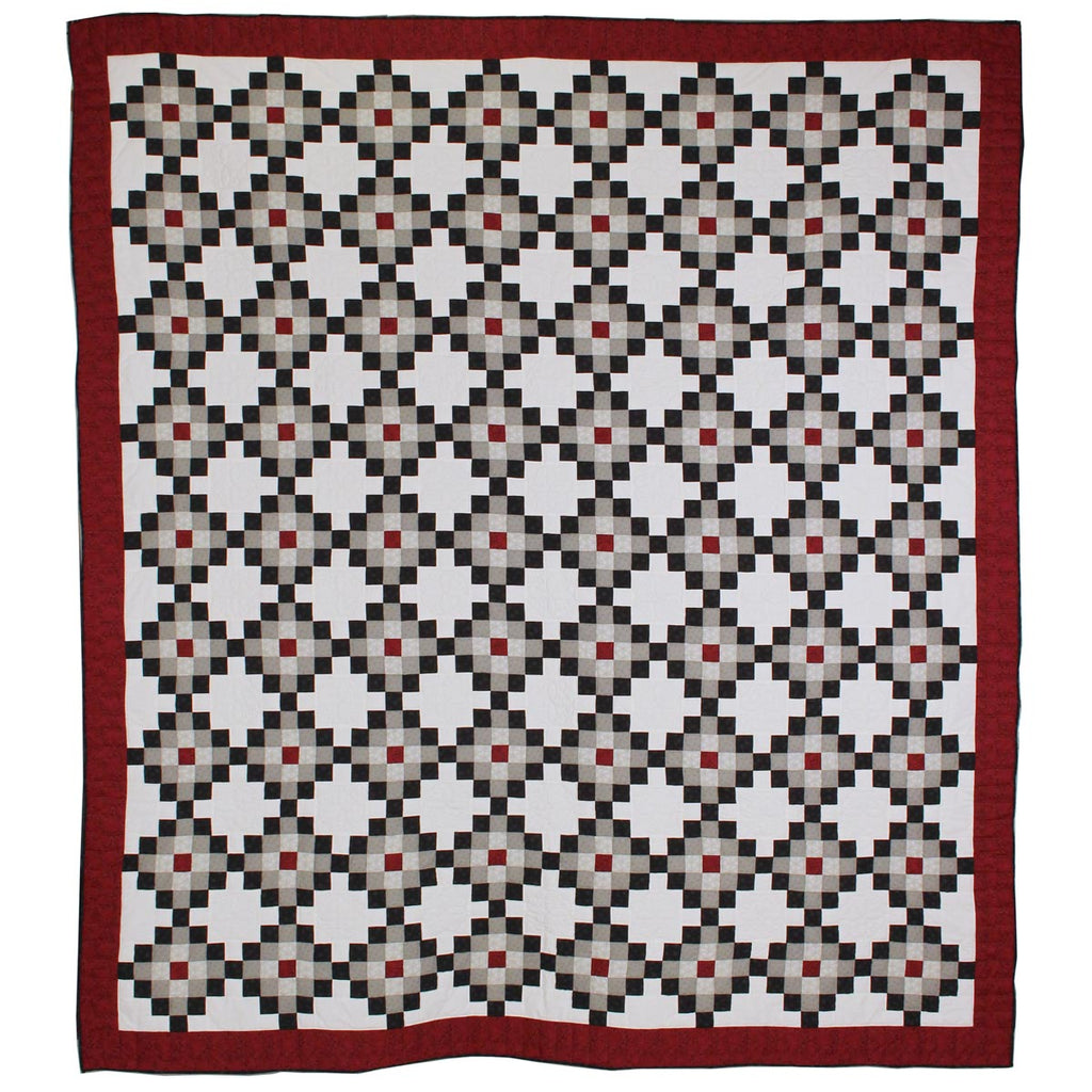 Nine Patch Black Red Patchwork King Queen Amish Quilt 100x113