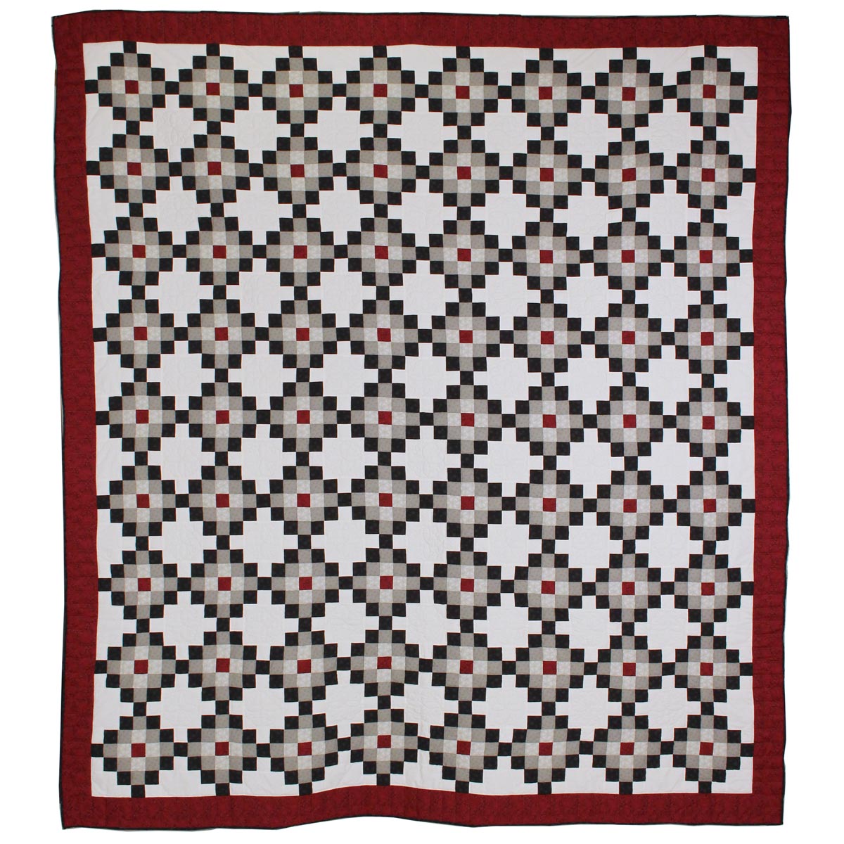 Nine Patch Black Red Patchwork King Queen Amish Quilt 100x113
