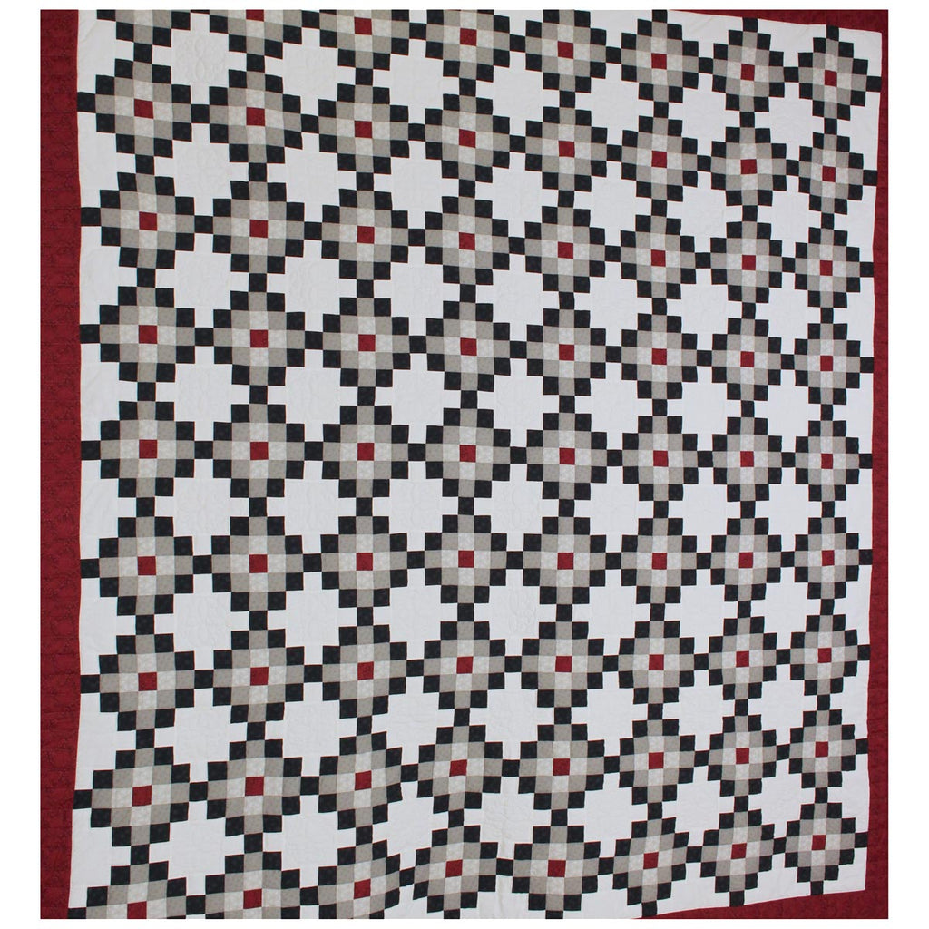 Nine Patch Black Red Patchwork King Queen Amish Quilt 100x113