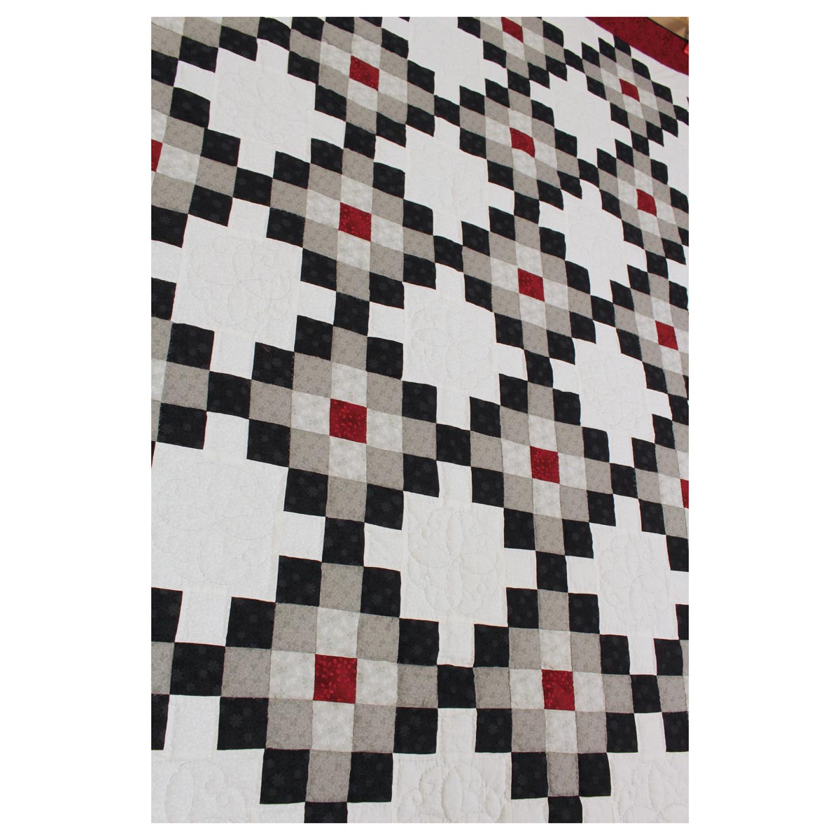 Nine Patch Black Red Patchwork King Queen Amish Quilt 100x113