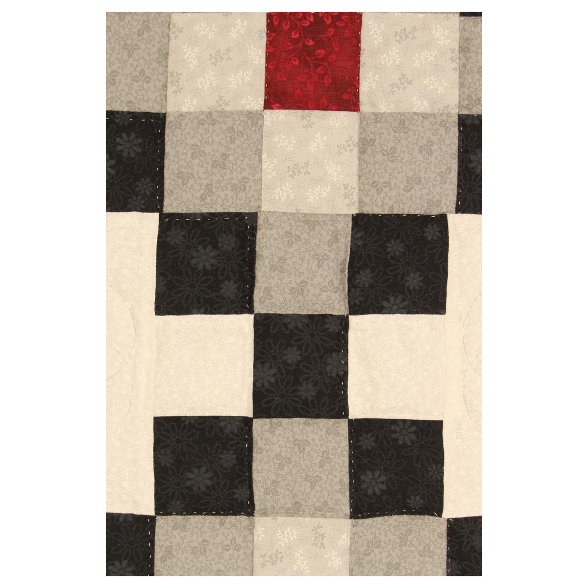 Nine Patch Black Red Patchwork King Queen Amish Quilt 100x113