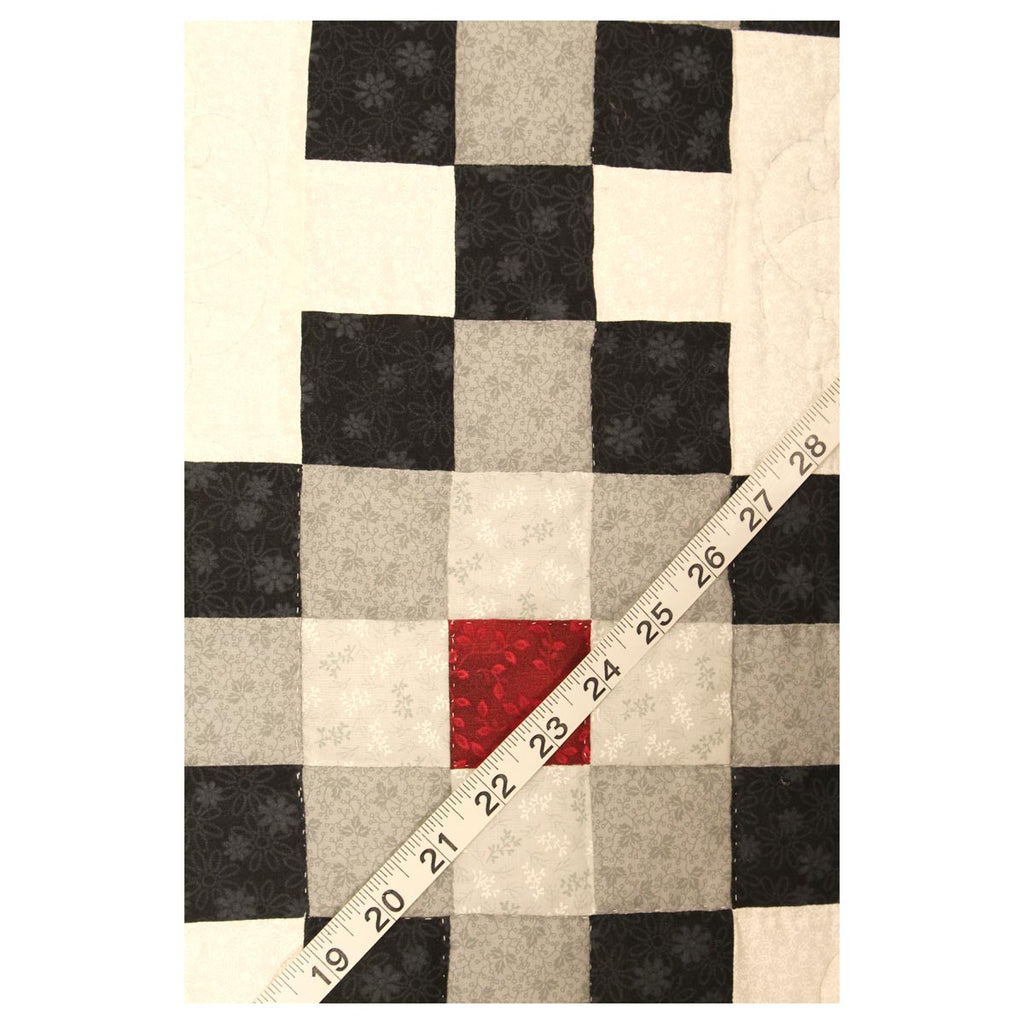 Nine Patch Black Red Patchwork King Queen Amish Quilt 100x113
