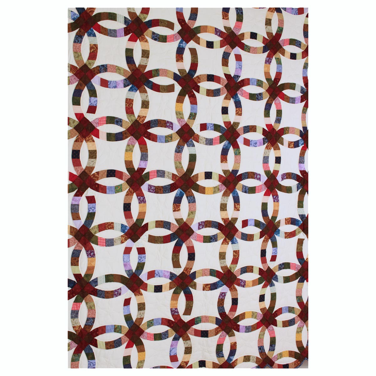 Double Wedding Ring Queen Amish Quilt 98x113