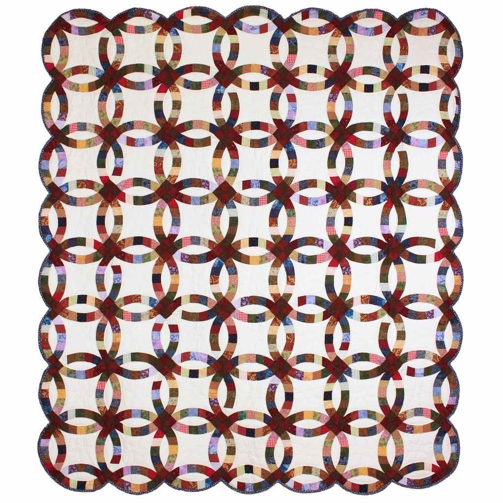 Double Wedding Ring Queen Amish Quilt 98x113