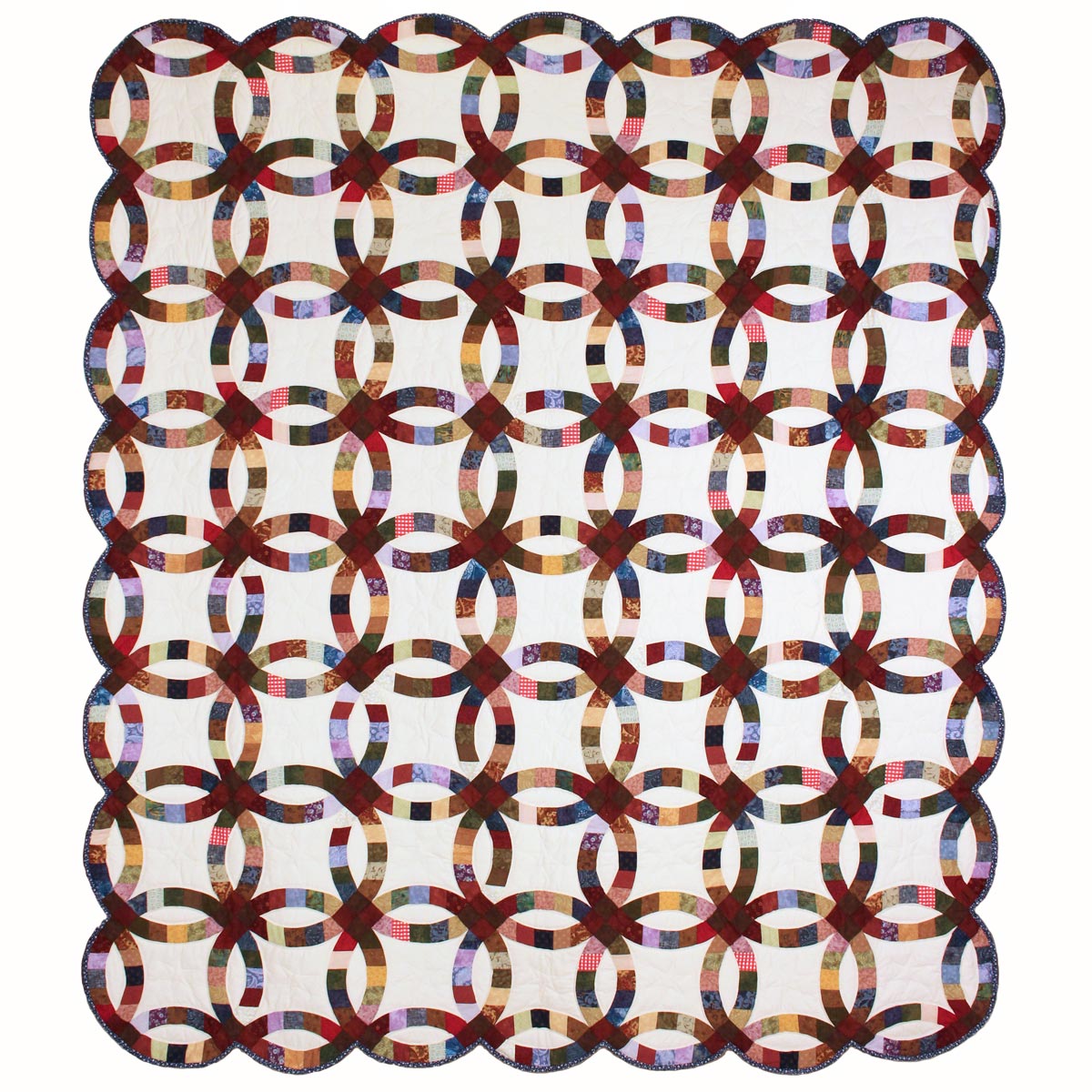 Double Wedding Ring Queen Amish Quilt 98x113