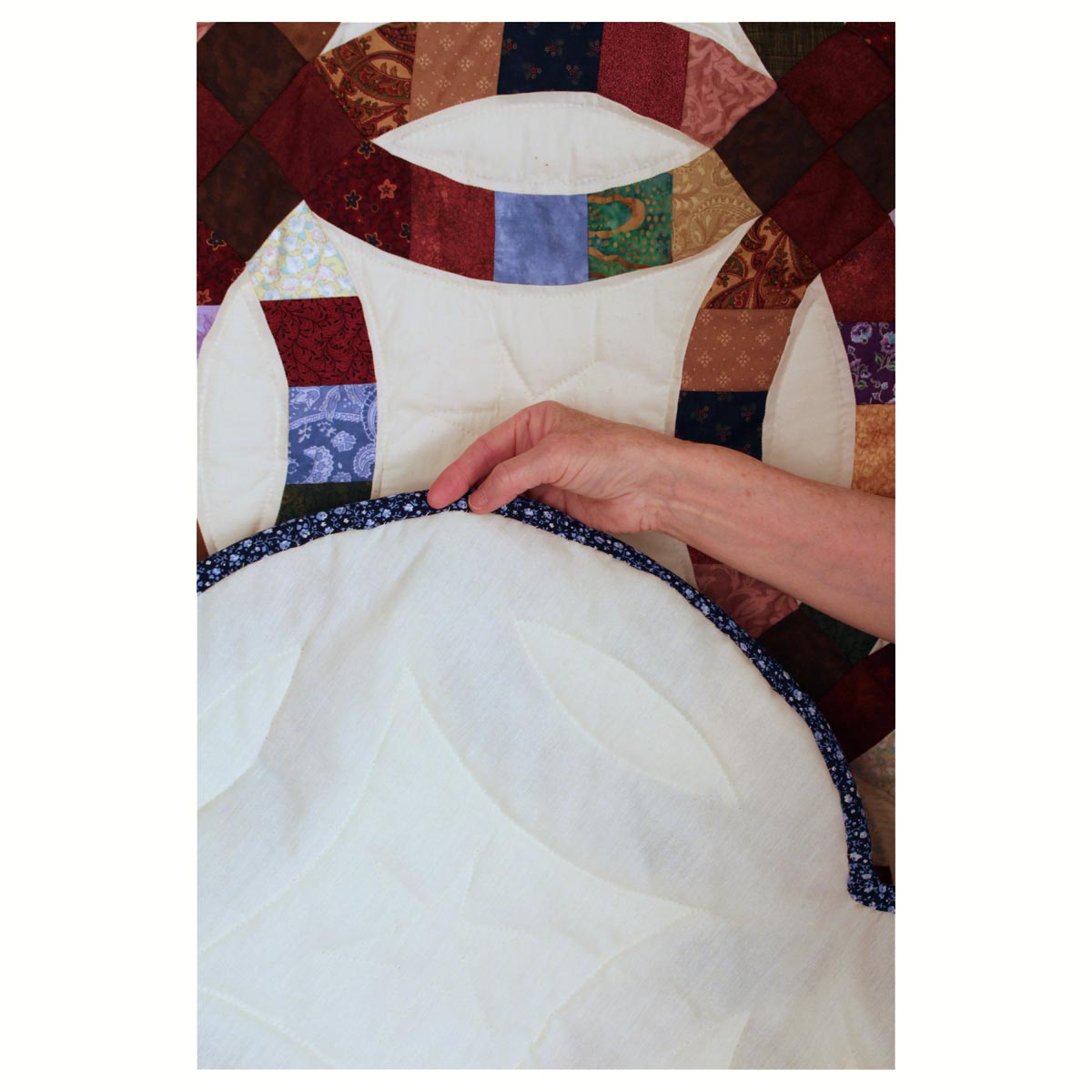 Double Wedding Ring Queen Amish Quilt 98x113