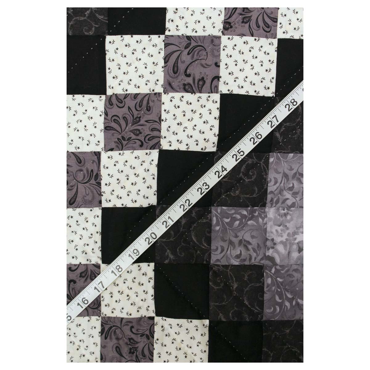 Trip Around the Worlds Black TATW Patchwork King Amish Quilt 110x110