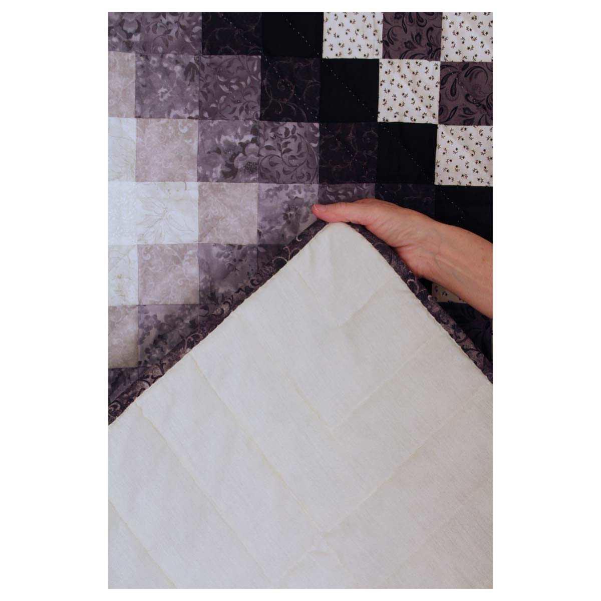 Trip Around the Worlds Black TATW Patchwork King Amish Quilt 110x110