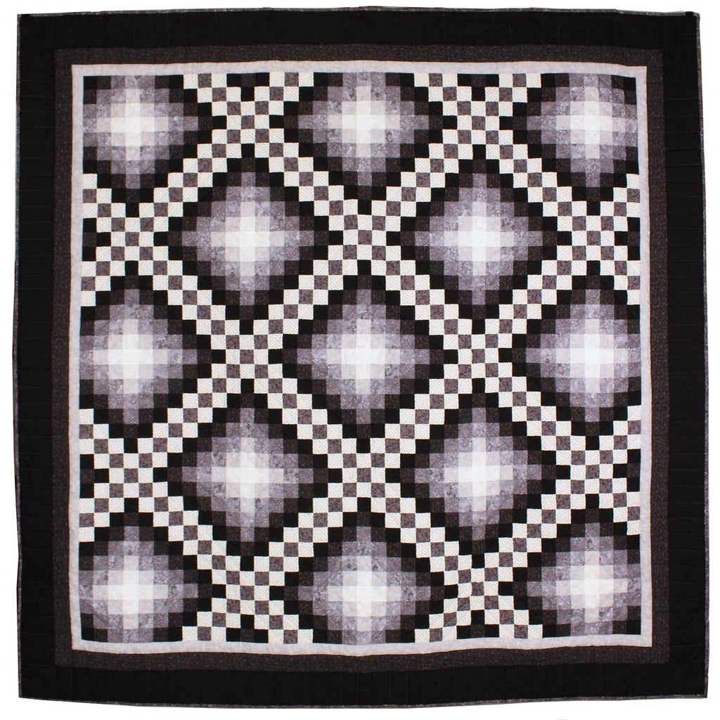Trip Around the Worlds Black TATW Patchwork King Amish Quilt 110x110