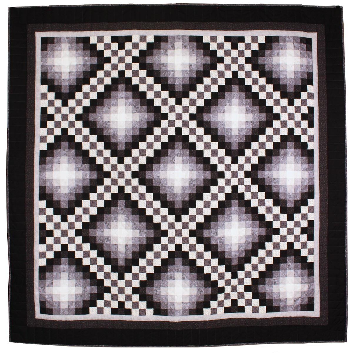 Trip Around the Worlds Black TATW Patchwork King Amish Quilt 110x110