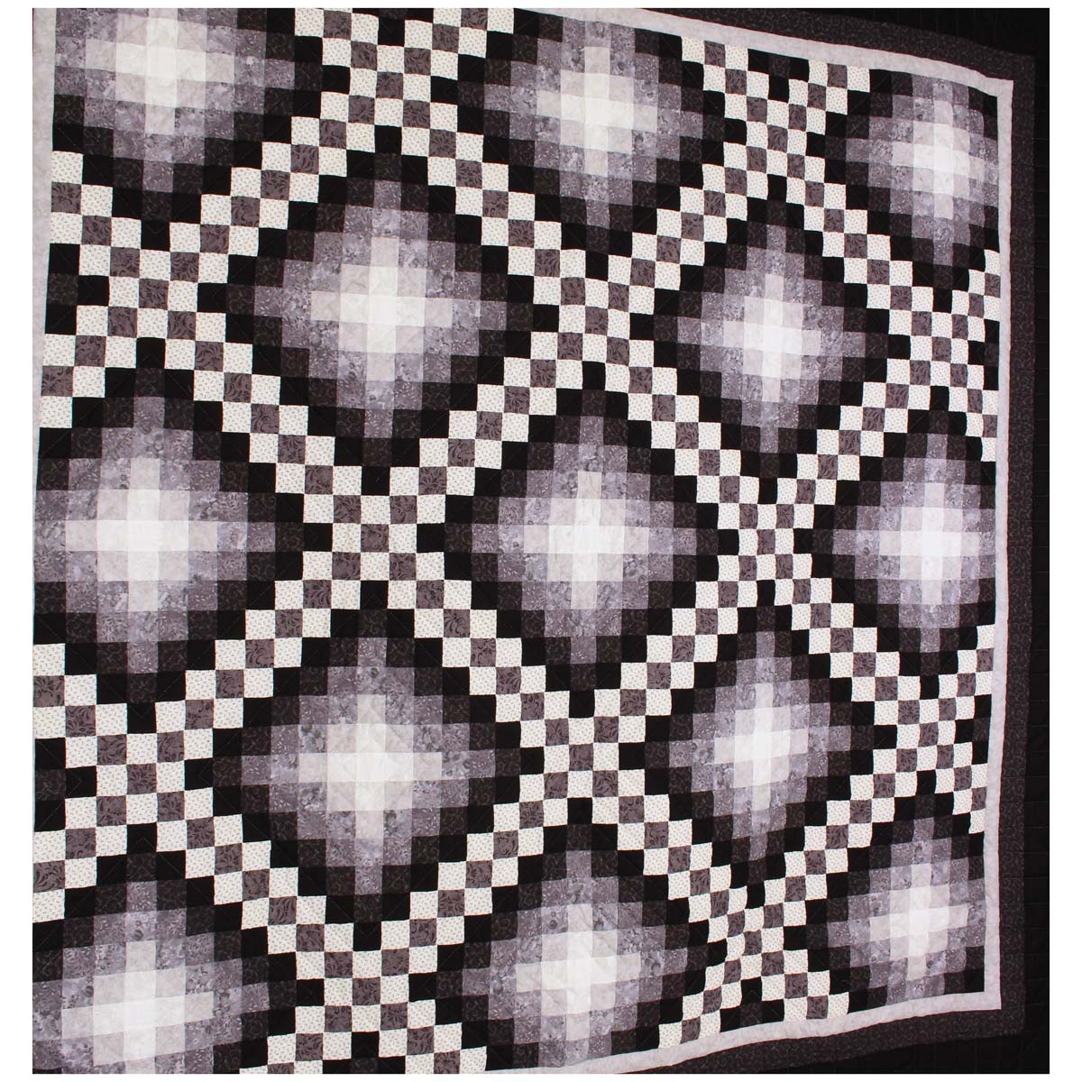 Trip Around the Worlds Black TATW Patchwork King Amish Quilt 110x110