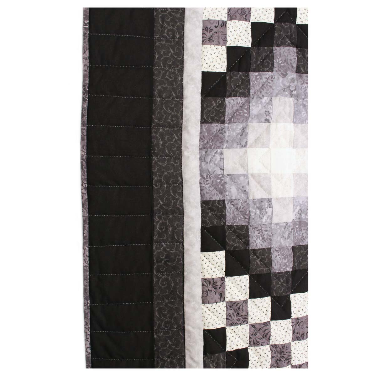 Trip Around the Worlds Black TATW Patchwork King Amish Quilt 110x110