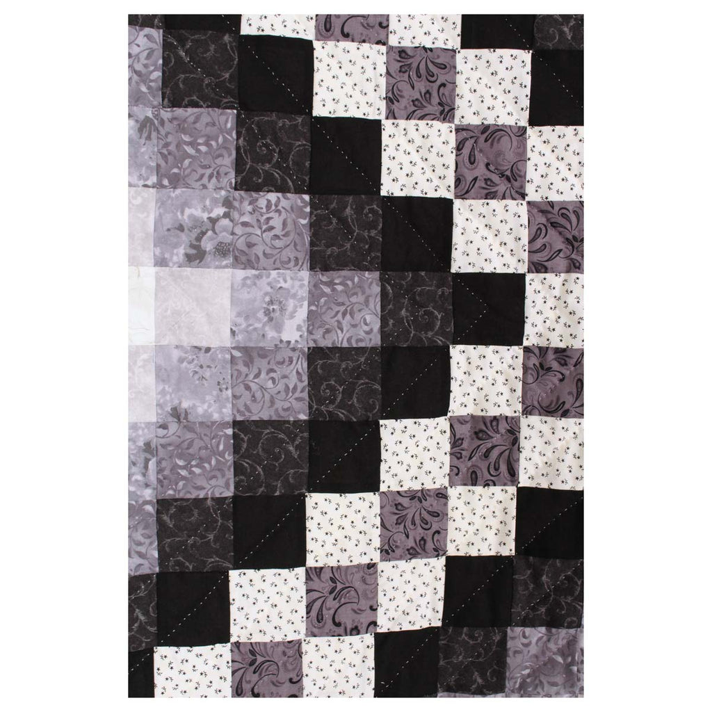 Trip Around the Worlds Black TATW Patchwork King Amish Quilt 110x110