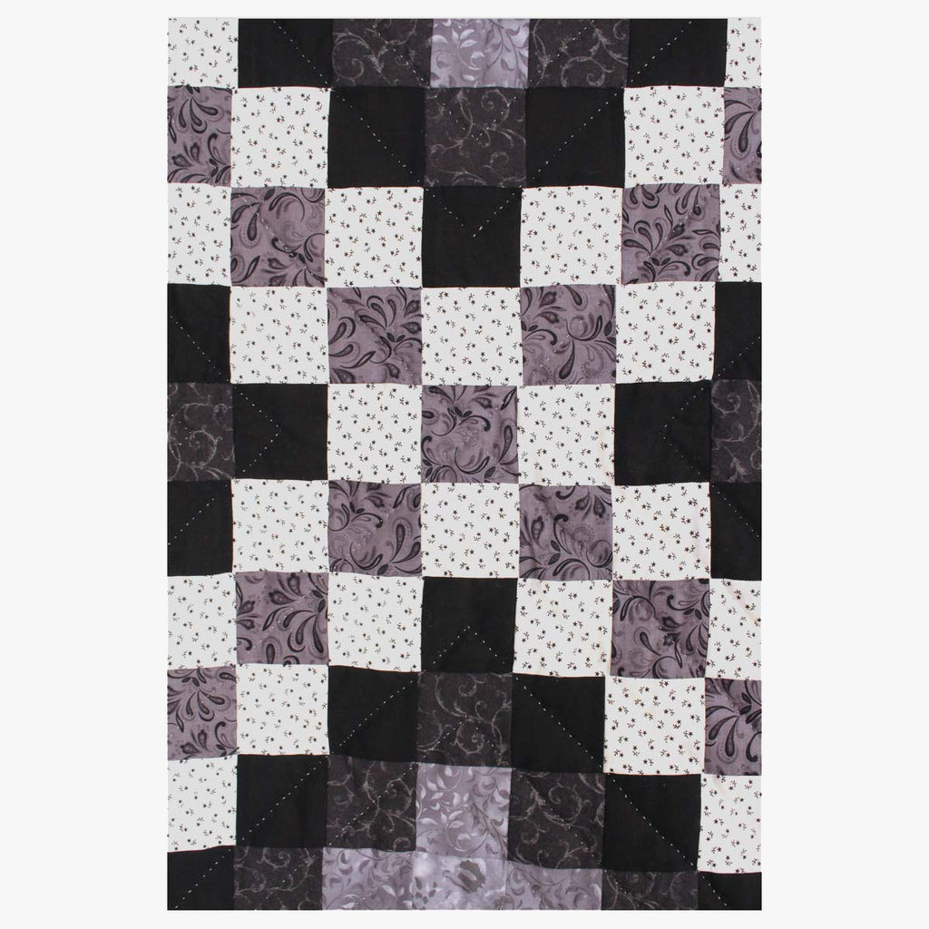 Trip Around the Worlds Black TATW Patchwork King Amish Quilt 110x110