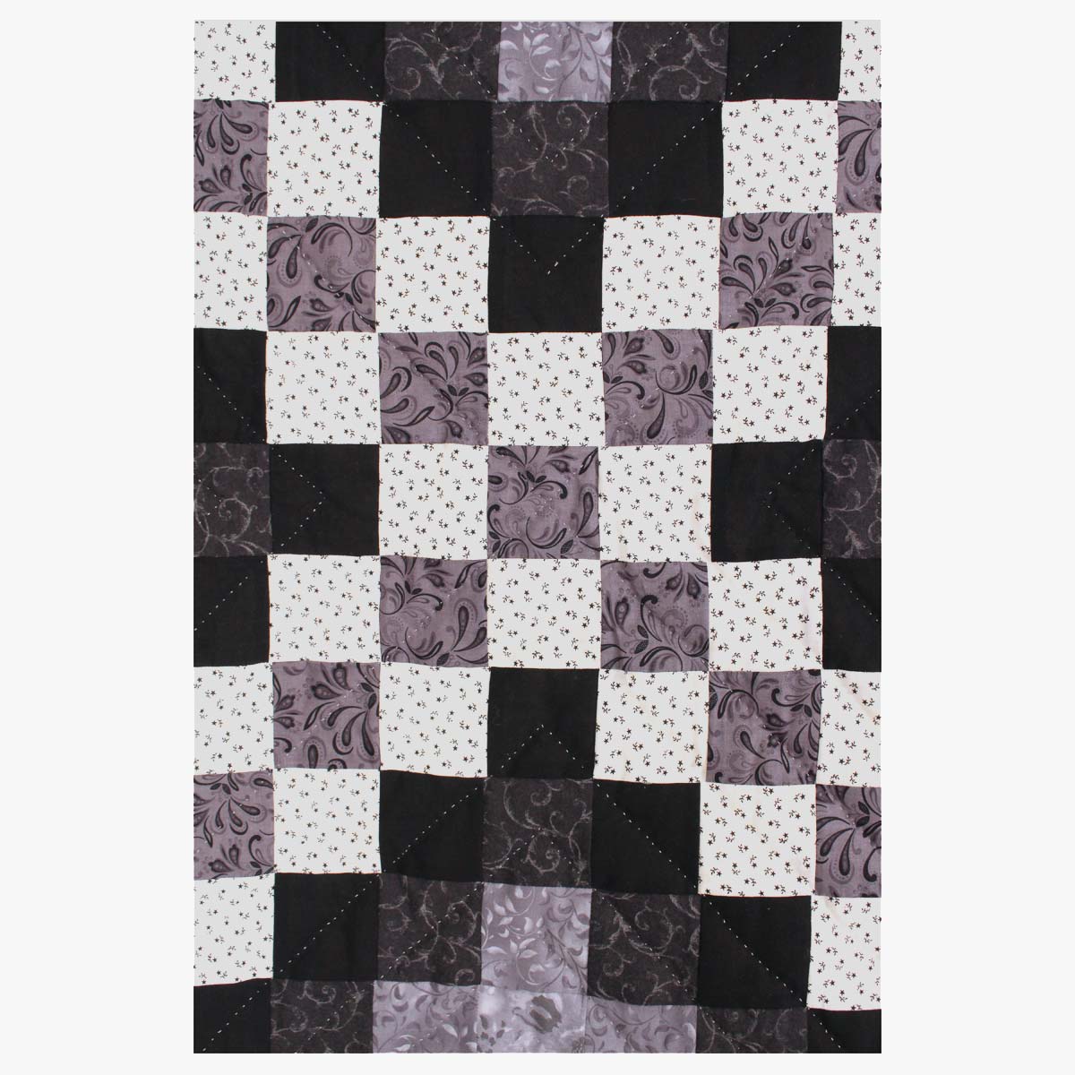 Trip Around the Worlds Black TATW Patchwork King Amish Quilt 110x110