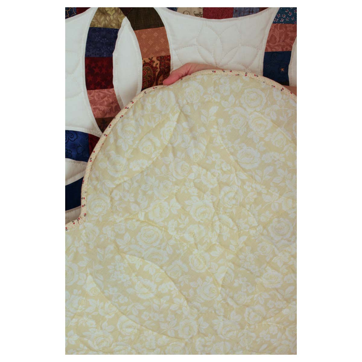 Wedding Ring Patchwork Queen Amish Quilt 98x113
