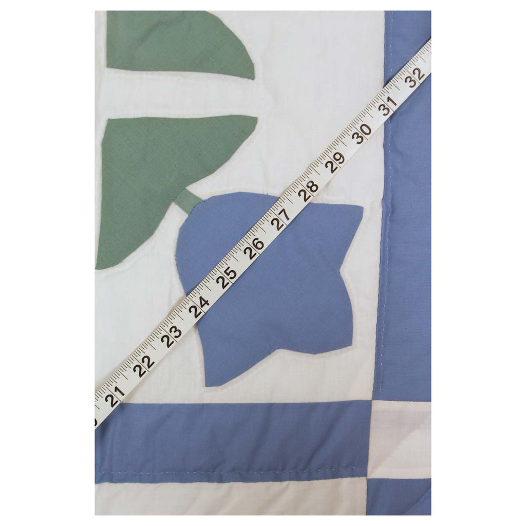 Tulip Applique Blue White Queen Amish Quilt 96x112