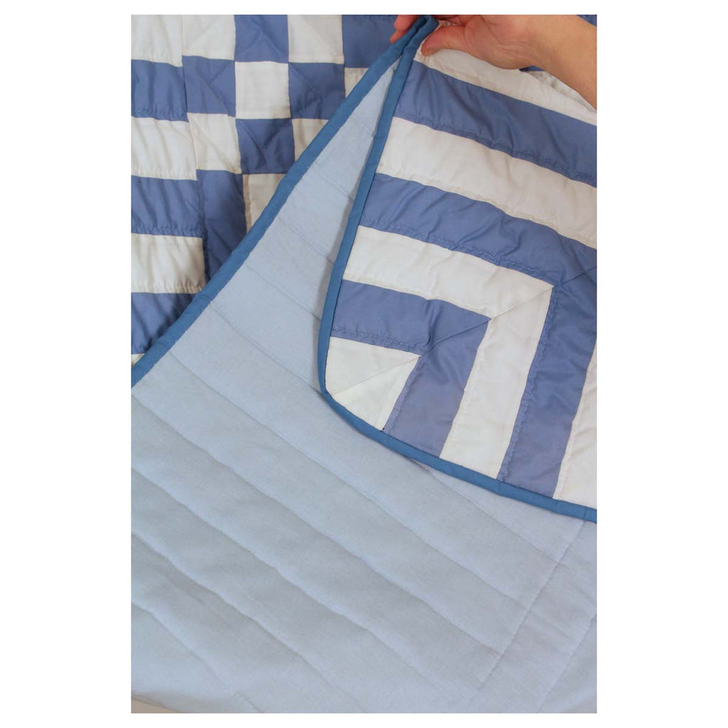 Tulip Applique Blue White Queen Amish Quilt 96x112