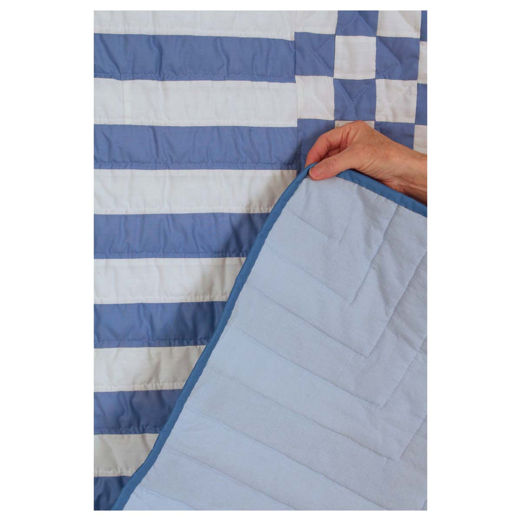 Tulip Applique Blue White Queen Amish Quilt 96x112