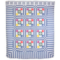 Tulip Applique Blue White Queen Amish Quilt 96x112
