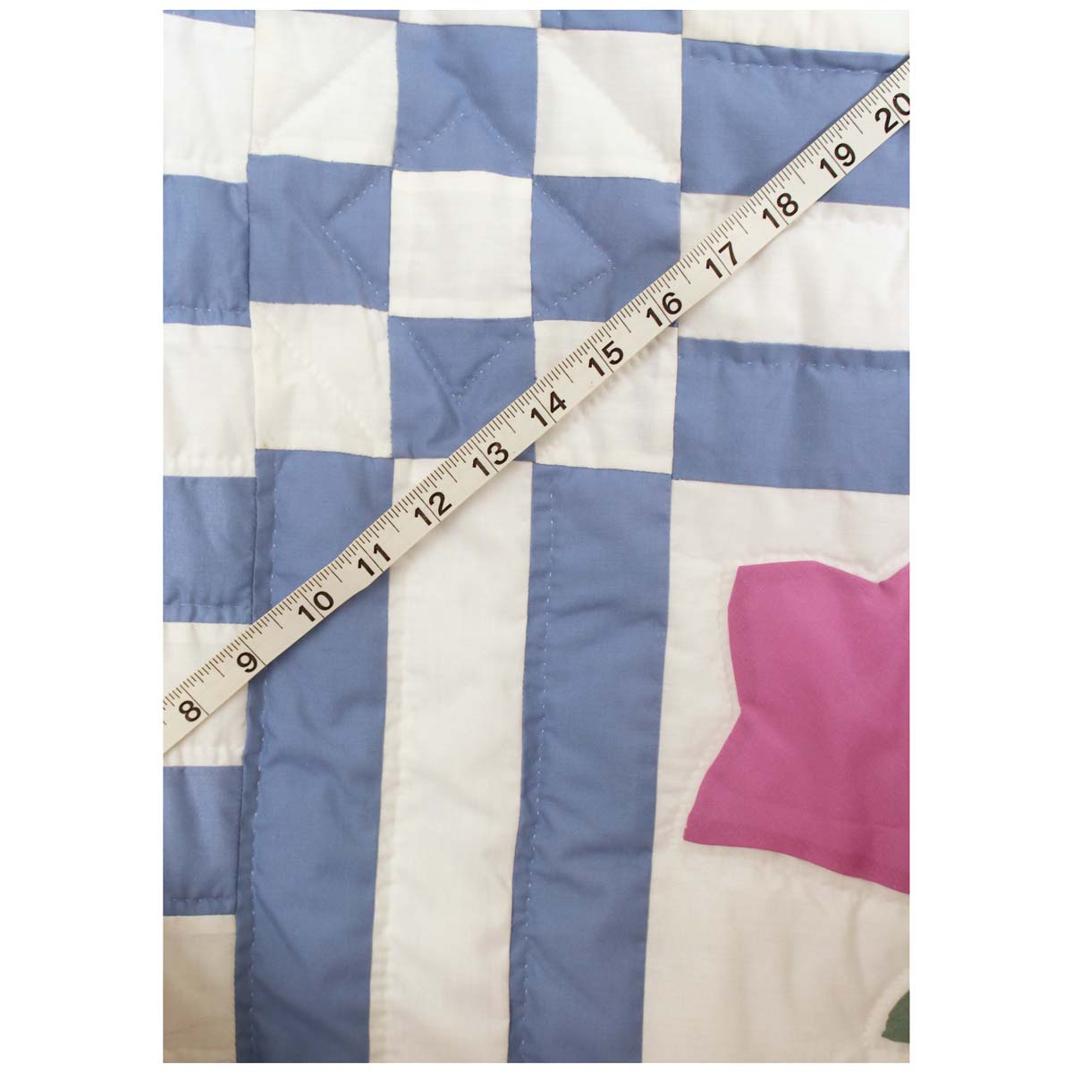 Tulip Applique Blue White Queen Amish Quilt 96x112