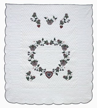 Ring of Roses Applique Amish Quilt 93x106