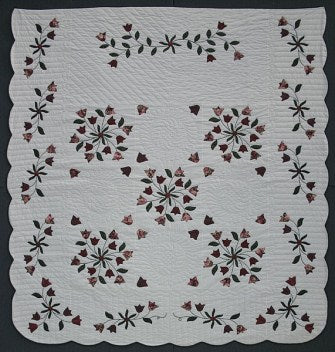 Spring Flower Applique Amish Quilt 96x110