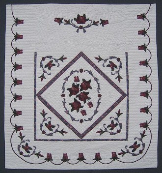 Country Rose Applique Amish Quilt 97x109