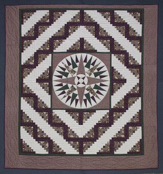 Mariners Log Cabin Amish Quilt 102x115