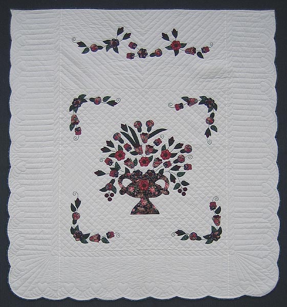 Vase of Flowers Applique Amish Quilt 94x105