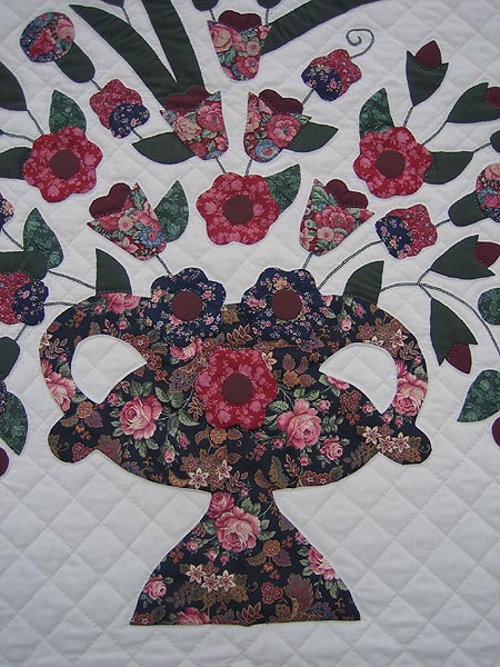 Vase of Flowers Applique Amish Quilt 94x105