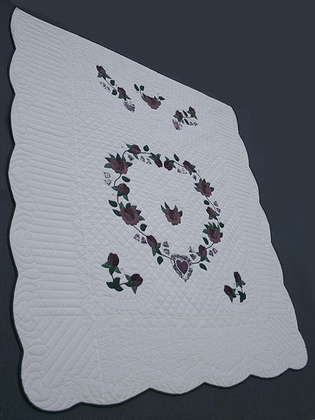 Heart of Roses Applique Amish Quilt 94x105