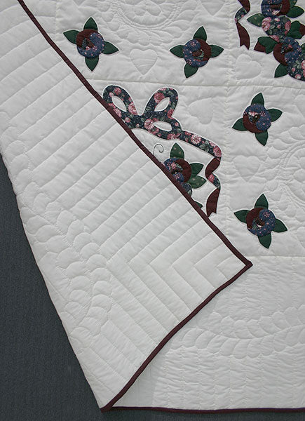 Mini Country Roses Applique Amish Quilt 98x109