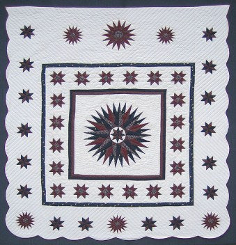 Compass Star Moon Amish Quilt 103x115