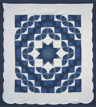 Log Cabin Fan Amish Quilt 104x117