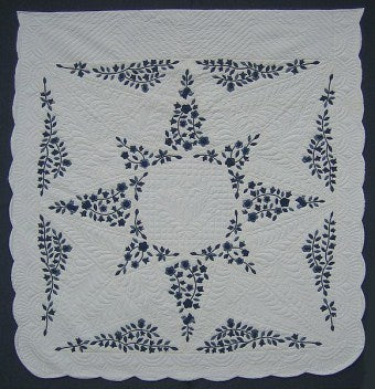 Flower Star Applique Amish Quilt 106x113