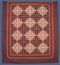 Earthtone Log Cabin Amish Quilt 102x115
