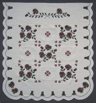 Rose Garden Applique Amish Quilt 104x115
