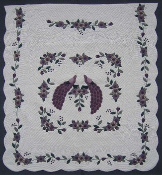Peacock Applique Amish Quilt 101x115