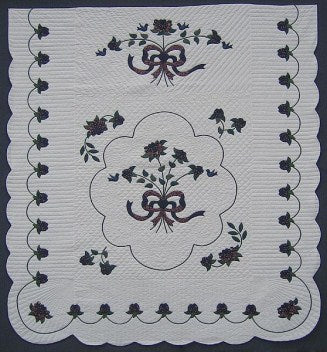 Ribbon of Roses Applique Amish Quilt 102x115