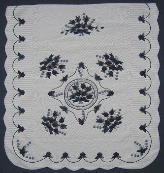 Rose of Sharon Applique Amish Quilt 101x113