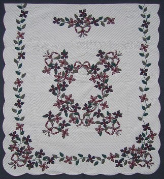 Dogwood Flower Applique Amish Quilt 101x115