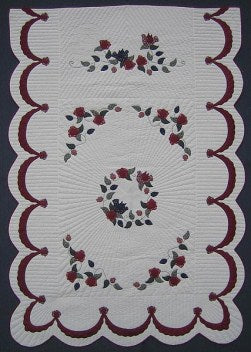 Buds and Flowers Applique Amish Quilt 74x108