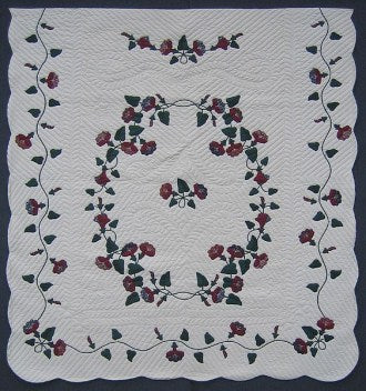 Morning Glory Applique Amish Quilt 100x112