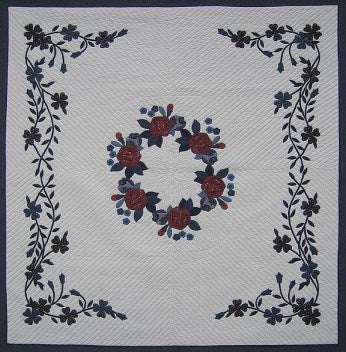 Rose Garden Applique Amish Quilt 103x111
