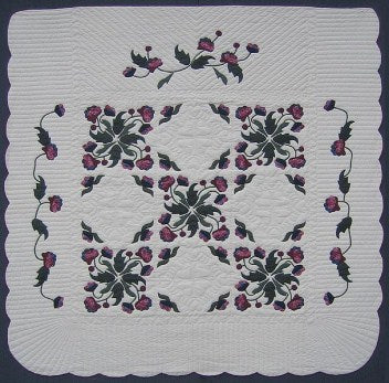 Poppy Garden Applique Amish Quilt 104x111